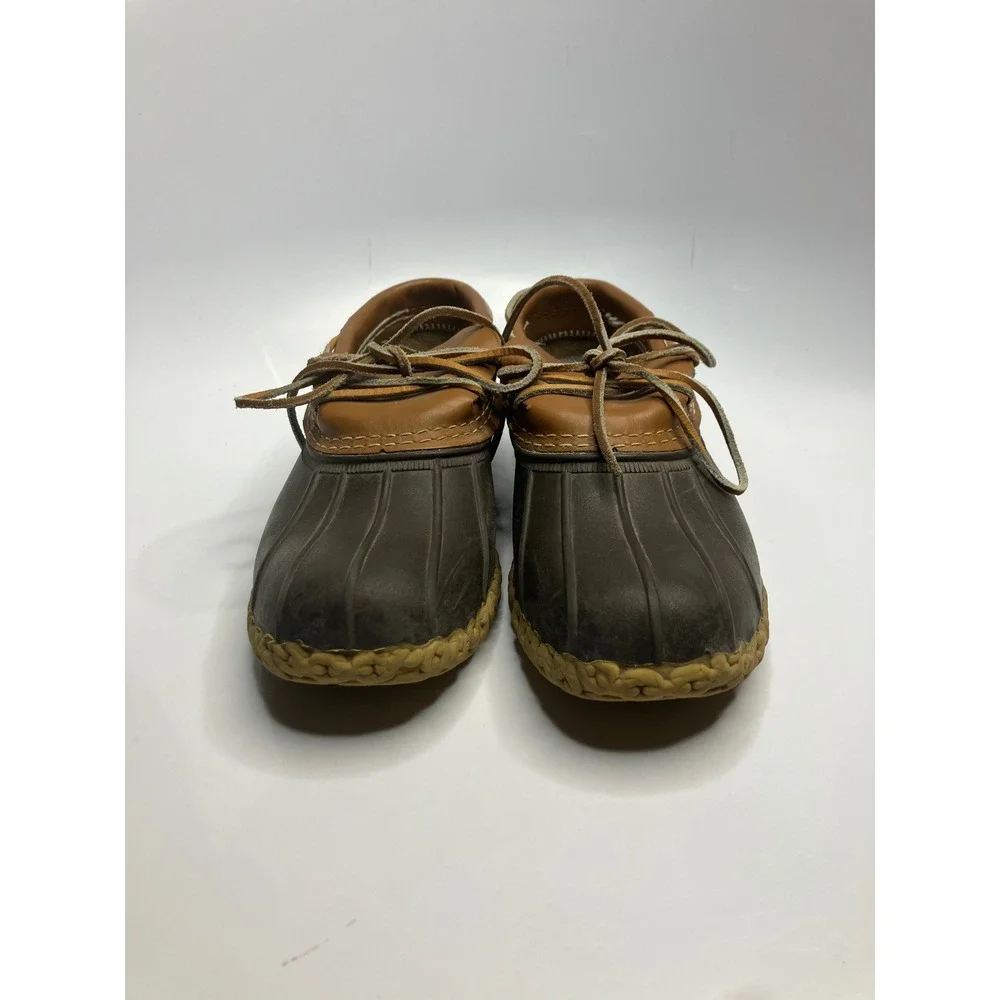 L.L.Bean Rubber Moc Shoes Womens 8 Brown Excellent Waterproof Duck Boots Slip On